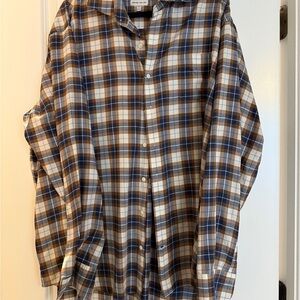 Peter Millar Casual Plaid Shirt - Navy, Tan, White